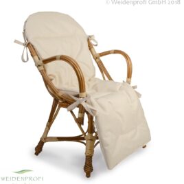 Weidenmöbel, Korbsessel mit Sitzauflage, 56x45x92